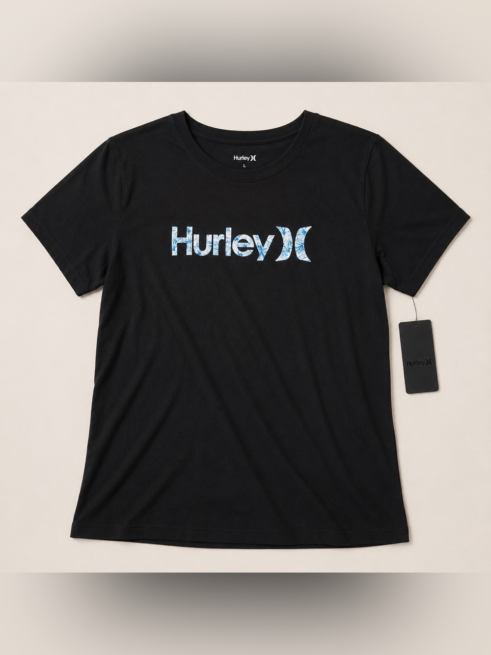 Hurley Black Graphic Logo Tee NWT Women’s Large Surf Style